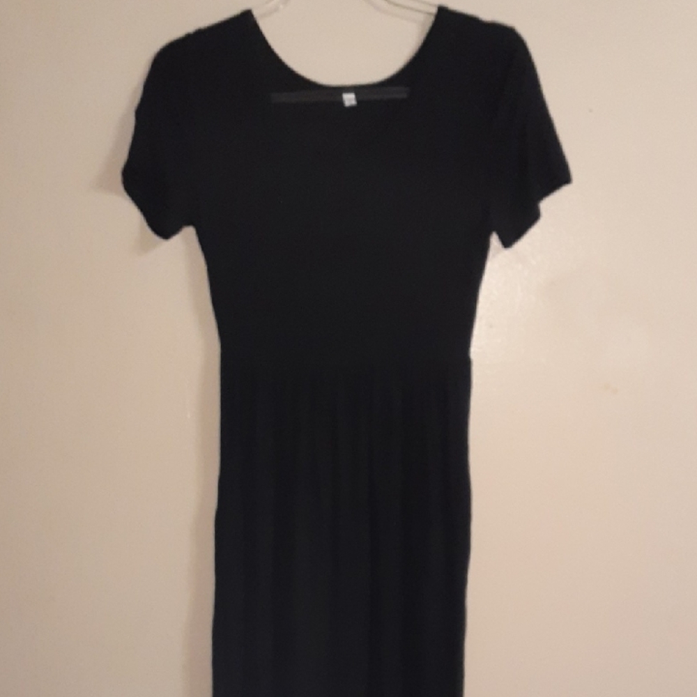 Chic Black Long Dress With Pockets - Size S